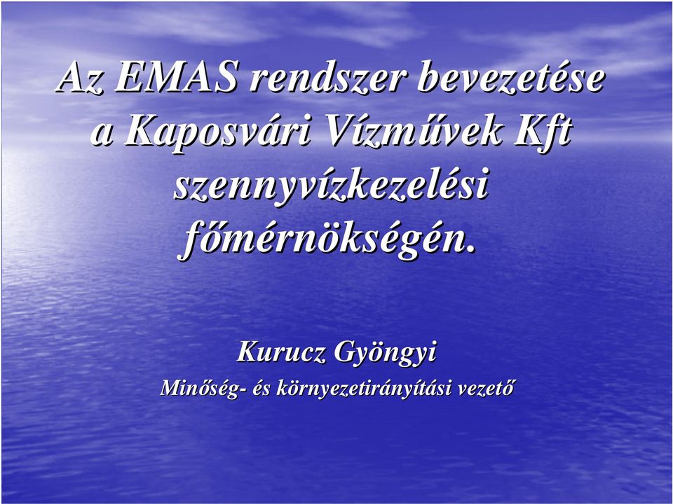 szennyvízkezelési főmérnökségén.