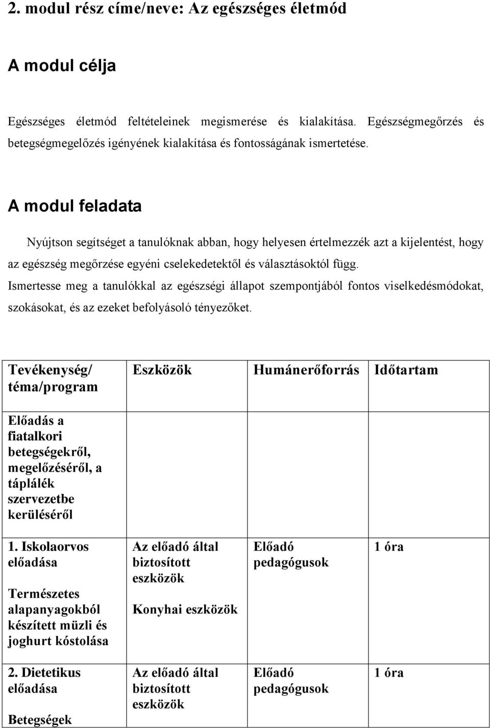 A modul feladata Nyújtson segítséget a tanulóknak abban, hogy helyesen értelmezzék azt a kijelentést, hogy az egészség megőrzése egyéni cselekedetektől és választásoktól függ.