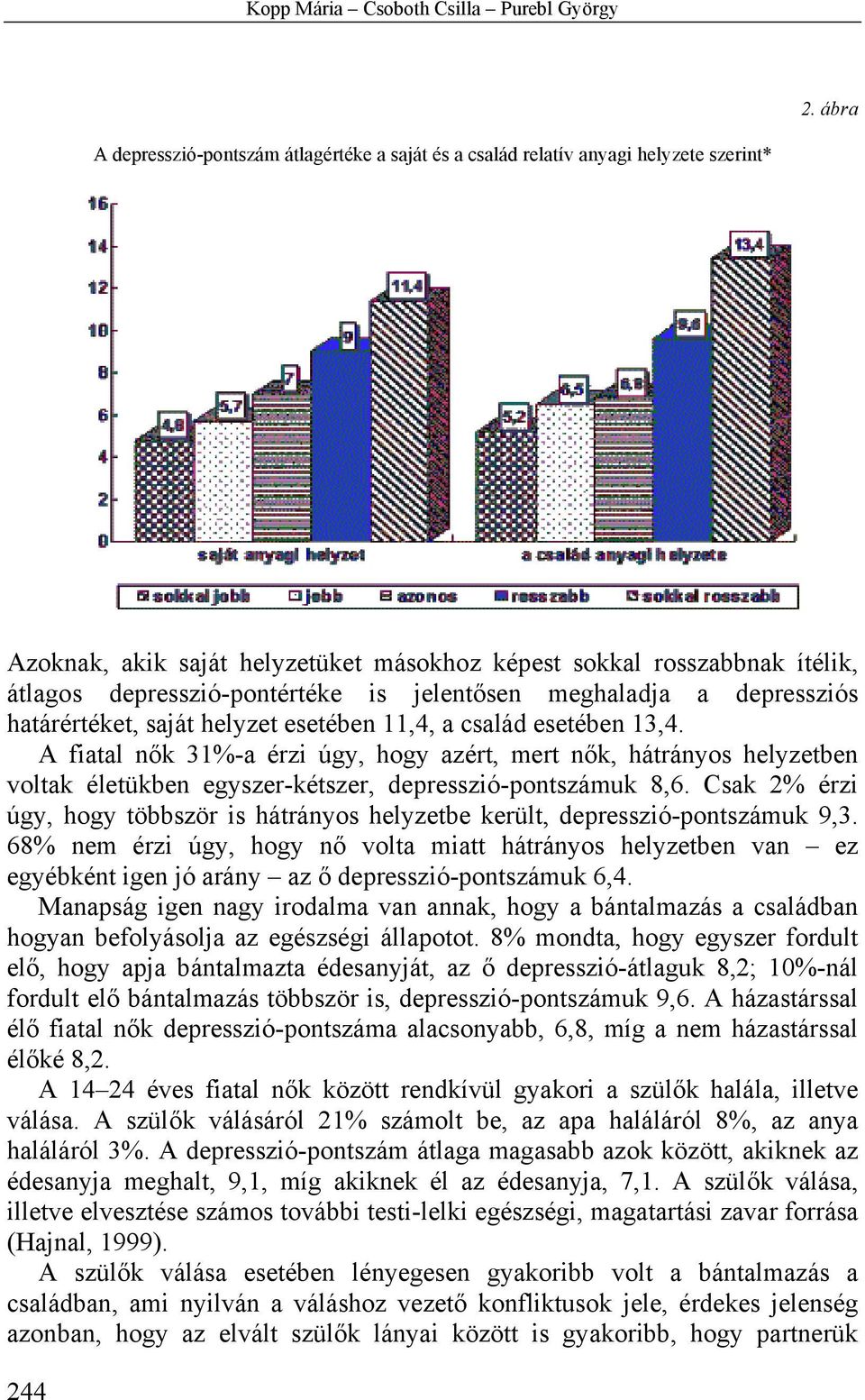 jelentősen meghaladja a depressziós határértéket, saját helyzet esetében 11,4, a család esetében 13,4.
