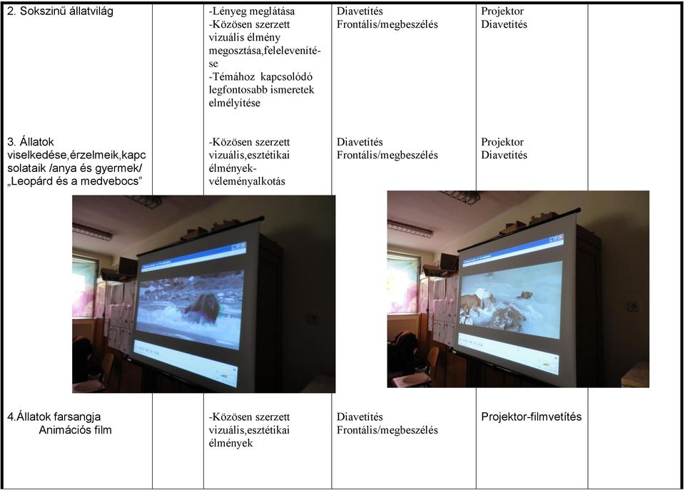 Állatok viselkedése,érzelmeik,kapc solataik /anya és gyermek/ Leopárd és a medvebocs -Közösen szerzett vizuális,esztétikai