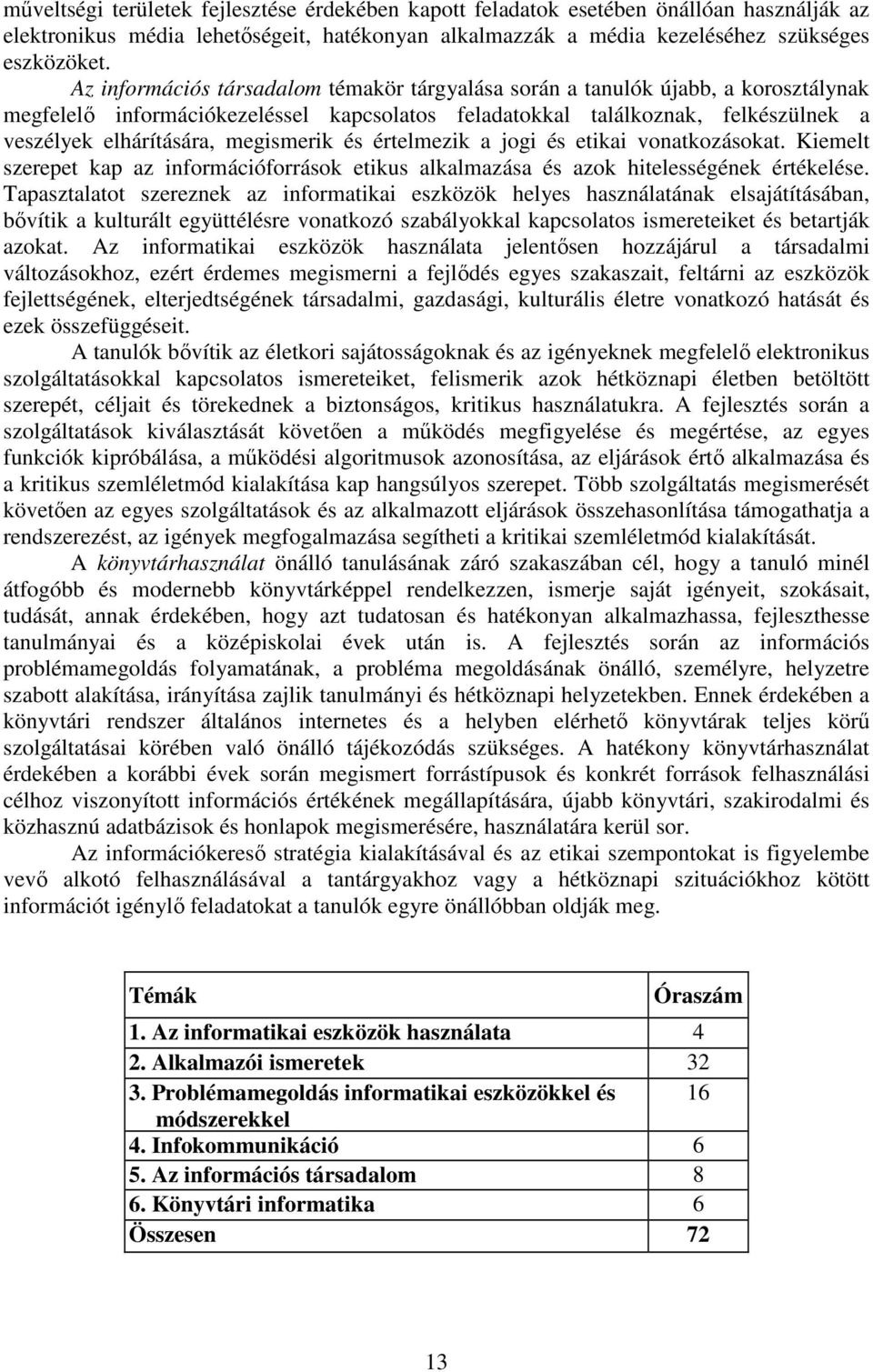 megismerik és értelmezik a jogi és etikai vonatkozásokat. Kiemelt szerepet kap az információforrások etikus alkalmazása és azok hitelességének értékelése.