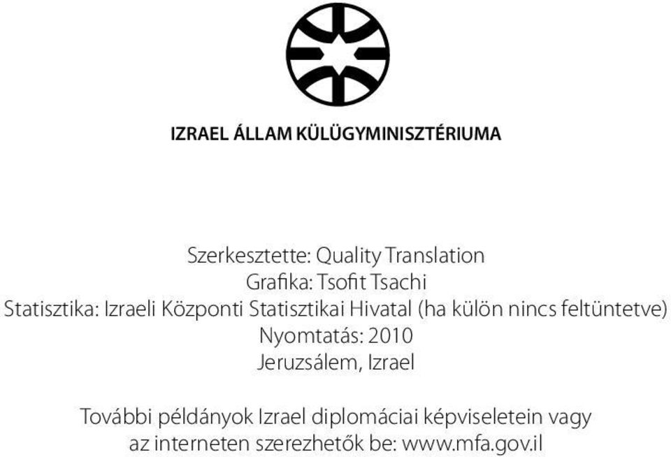 Hivatal (ha külön nincs feltüntetve) Nyomtatás: 2010 Jeruzsálem, Izrael További