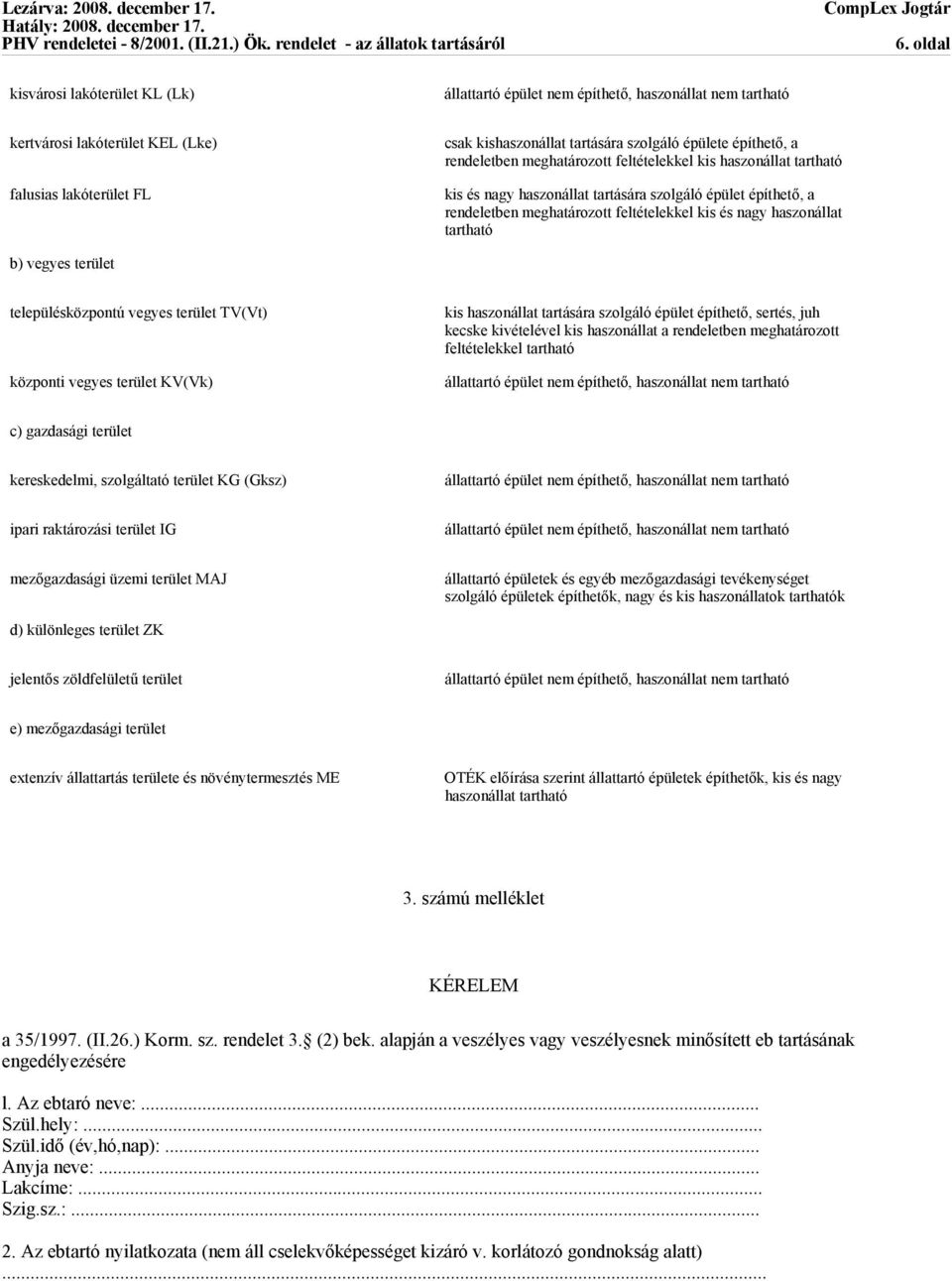 terület TV(Vt) központi vegyes terület KV(Vk) kis haszonállat tartására szolgáló épület építhető, sertés, juh kecske kivételével kis haszonállat a rendeletben meghatározott feltételekkel tartható c)