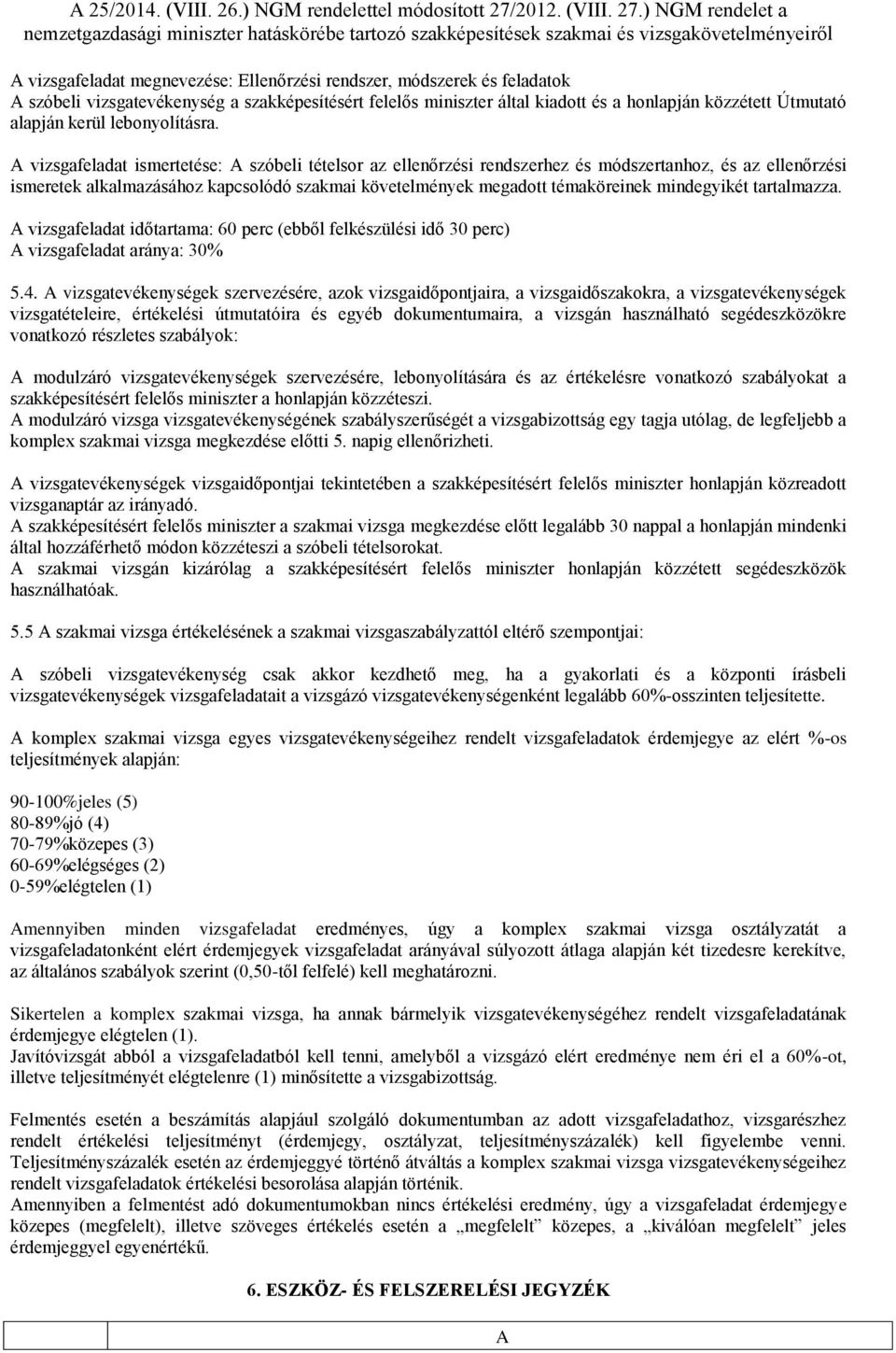 A vizsgafeladat ismertetése: A szóbeli tételsor az ellenőrzési rendszerhez és módszertanhoz, és az ellenőrzési ismeretek alkalmazásához kapcsolódó szakmai követelmények megadott témaköreinek