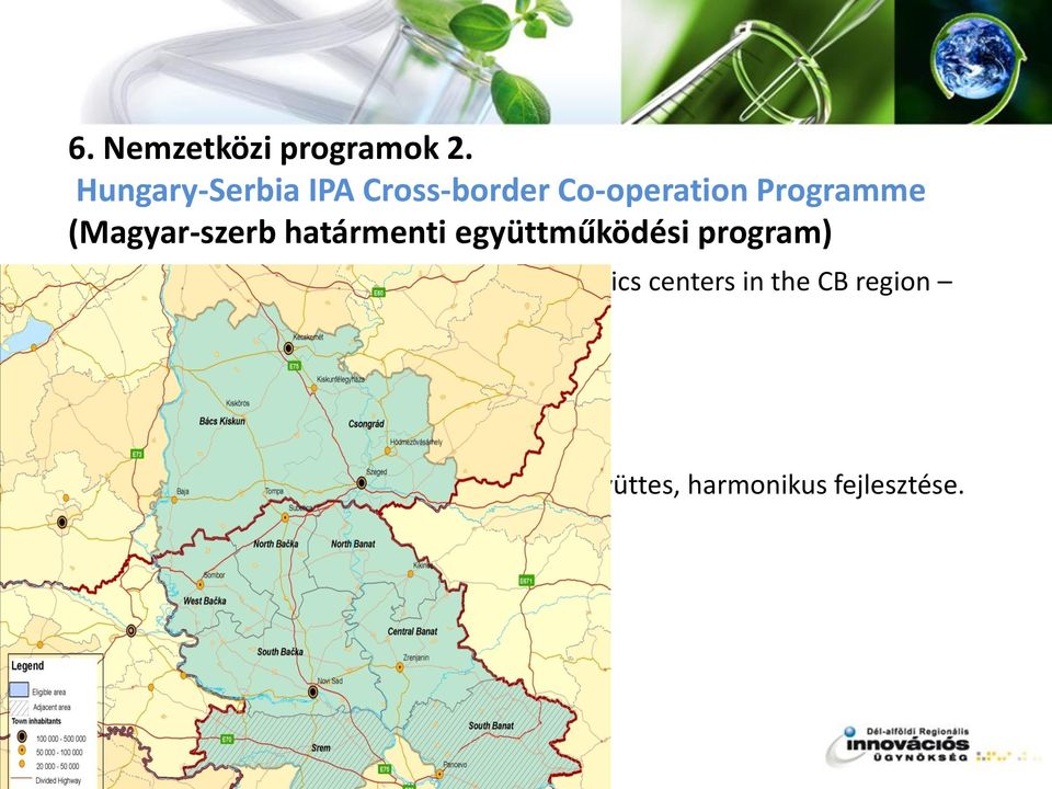 együttműködési program) Projekt címe: Harmonized development of logistics centers in