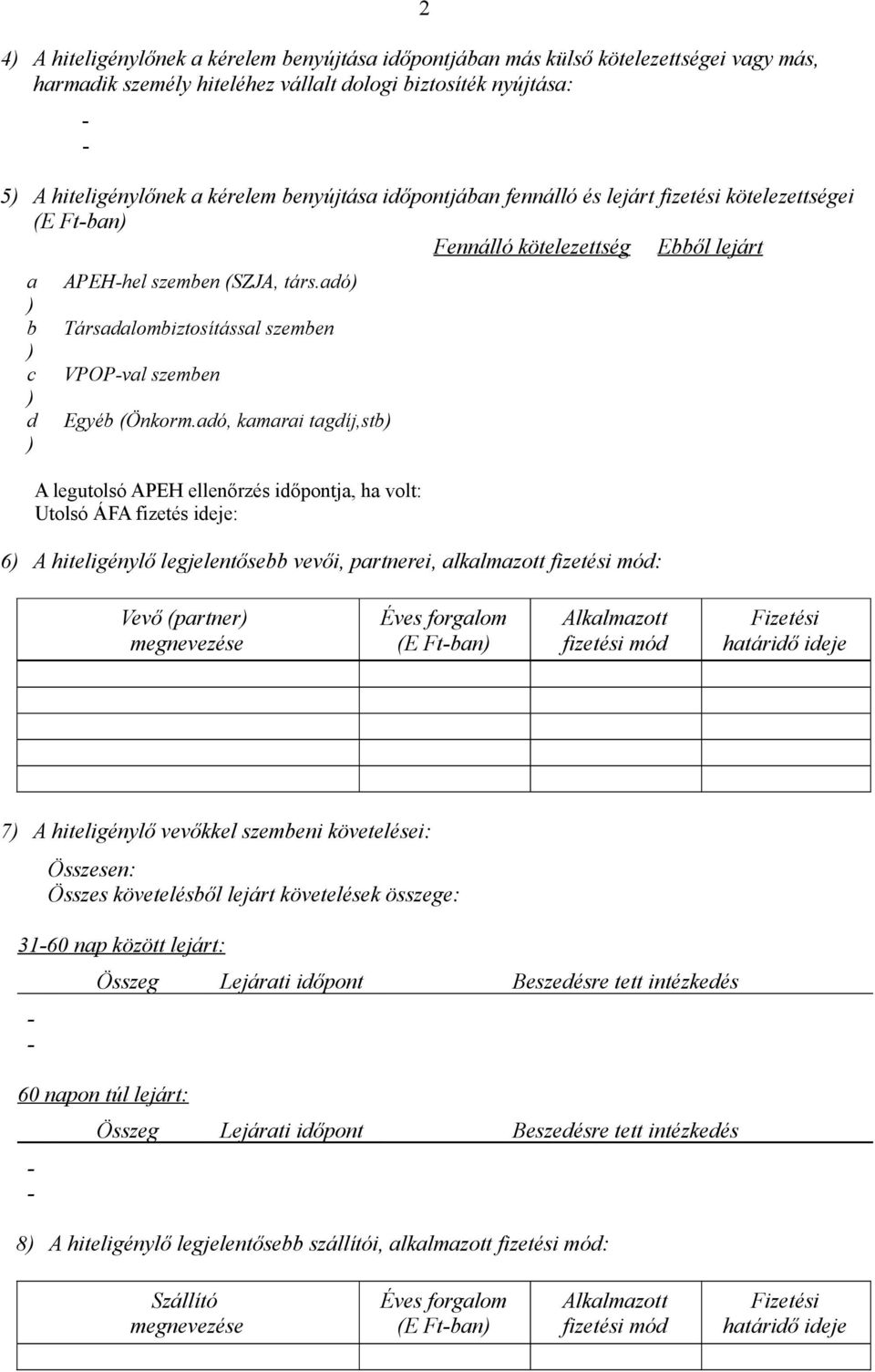 adó Társadalombiztosítással szemben VPOPval szemben Egyéb (Önkorm.