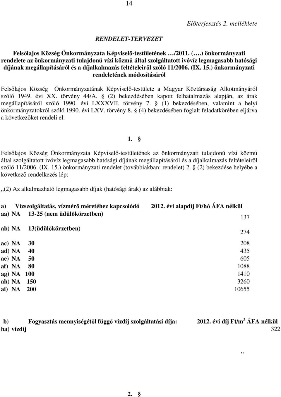 ) önkormányzati rendeletének módosításáról Felsılajos Község Önkormányzatának Képviselı-testülete a Magyar Köztársaság Alkotmányáról szóló 1949. évi XX. törvény 44/A.