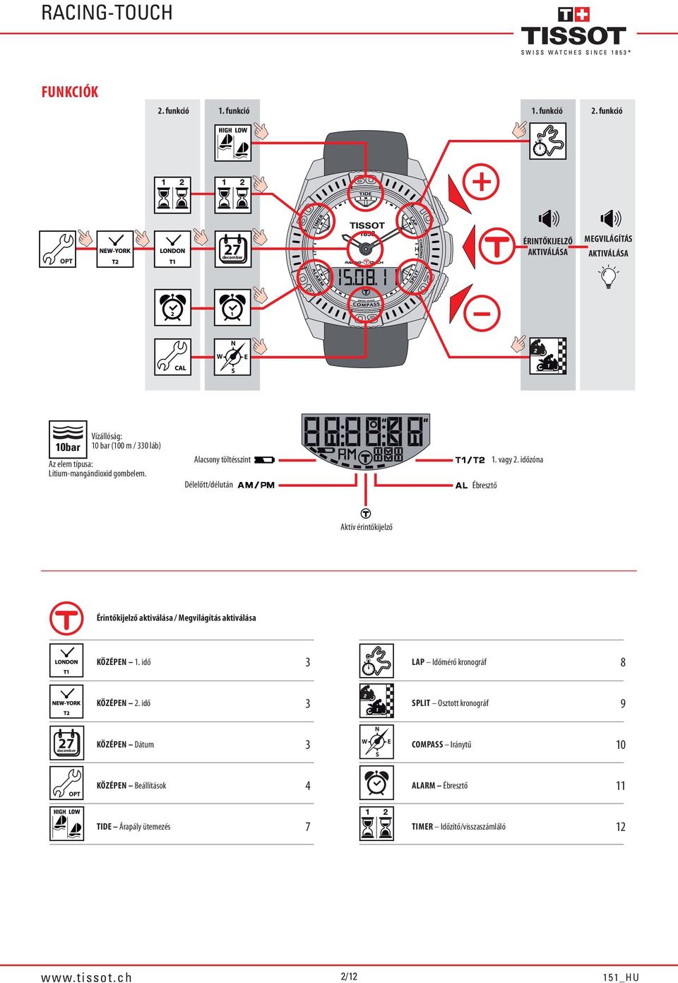 típusa: Lítium-mangándioxid gombelem. Alacsony töltésszint Délelőtt/délután Ébresztő 1. 2.