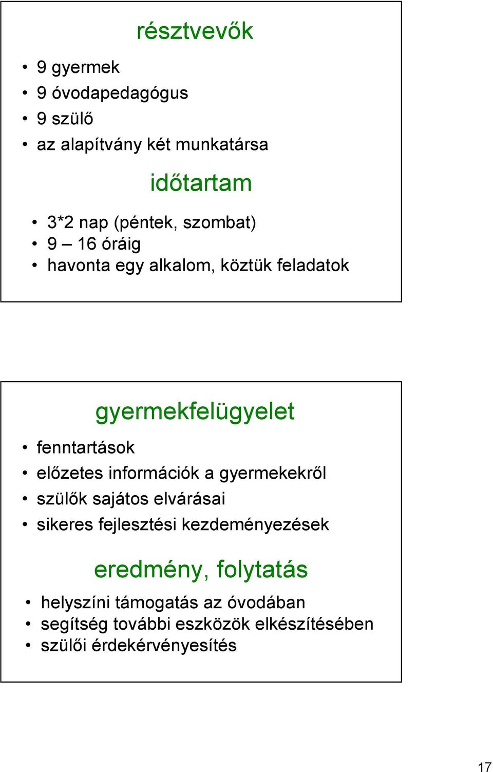 információk a gyermekekrıl szülık sajátos elvárásai sikeres fejlesztési kezdeményezések eredmény,