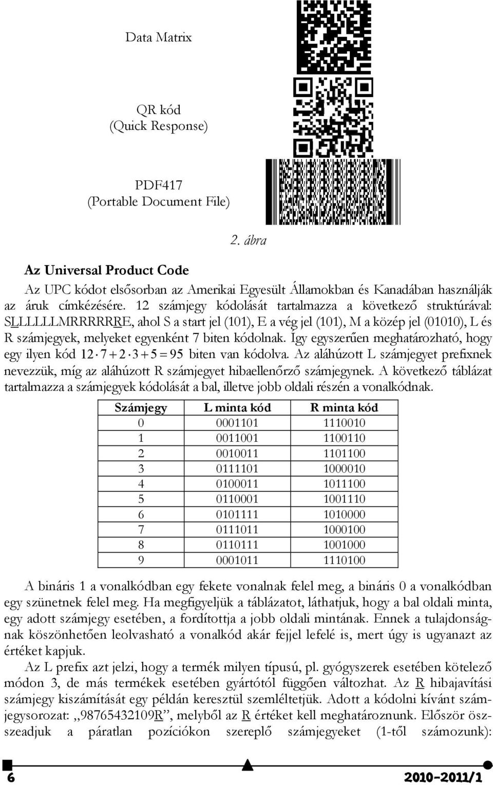 Így egyszerűen meghatározható, hogy egy ilyen kód 1 7 9 biten van kódolva. Az aláhúzott L számjegyet prefixnek nevezzük, míg az aláhúzott R számjegyet hibaellenőrző számjegynek.