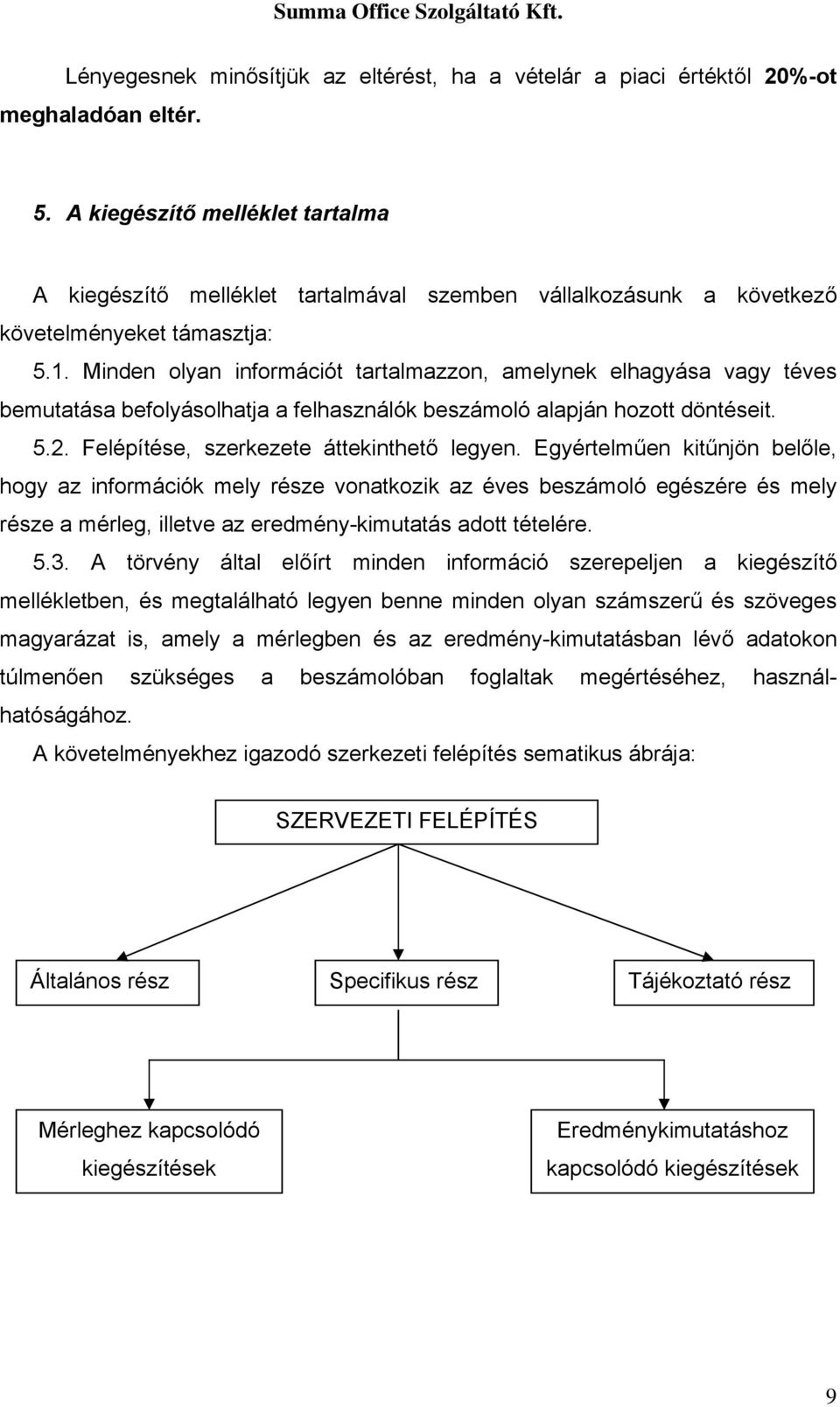 Minden olyan információt tartalmazzon, amelynek elhagyása vagy téves bemutatása befolyásolhatja a felhasználók beszámoló alapján hozott döntéseit. 5.2. Felépítése, szerkezete áttekinthető legyen.