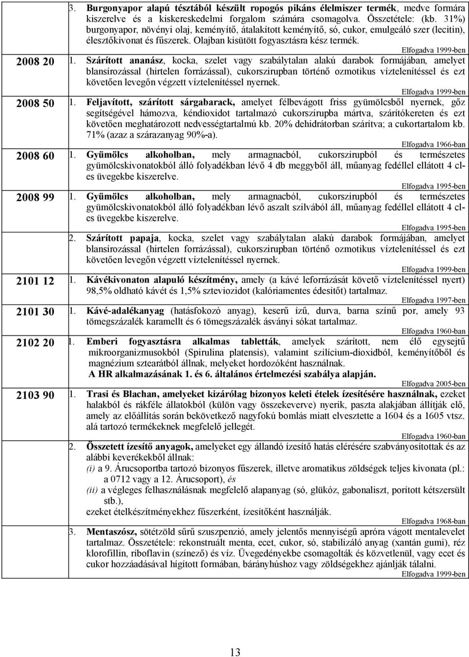 2008 20 Szárított ananász, kocka, szelet vagy szabálytalan alakú darabok formájában, amelyet blansírozással (hirtelen forrázással), cukorszirupban történő ozmotikus víztelenítéssel és ezt követően