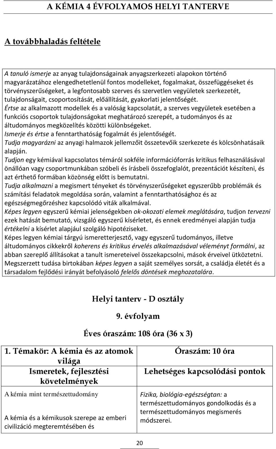 Értse az alkalmazott modellek és a valóság kapcsolatát, a szerves vegyületek esetében a funkciós csoportok tulajdonságokat meghatározó szerepét, a tudományos és az áltudományos megközelítés közötti
