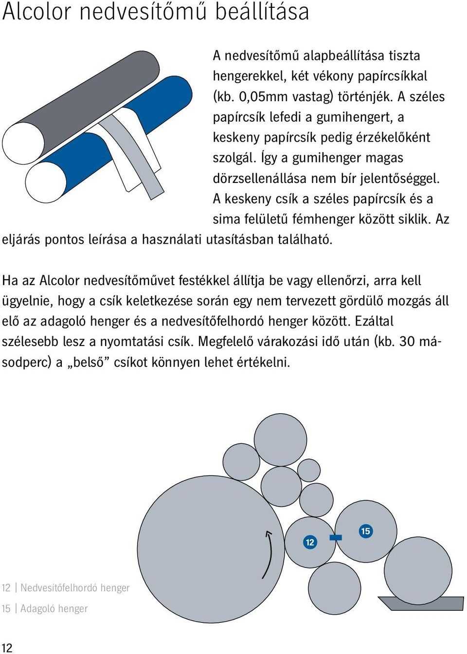A keskeny csík a széles papírcsík és a sima felületű fémhenger között siklik. Az eljárás pontos leírása a használati utasításban található.