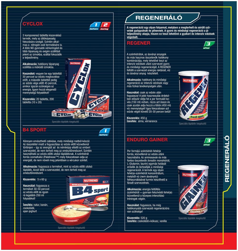 Használat: vegyen be egy tablettát 30 perccel az edzés megkezdése előtt, a második tablettát pedig az edzés vége előtt 45 perccel, amikor igazán szükséges az energia.