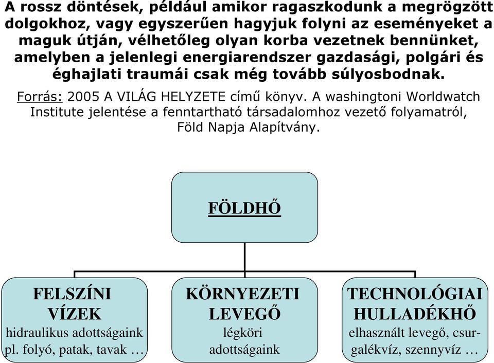 Forrás: 2005 A VILÁG HELYZETE címő könyv.