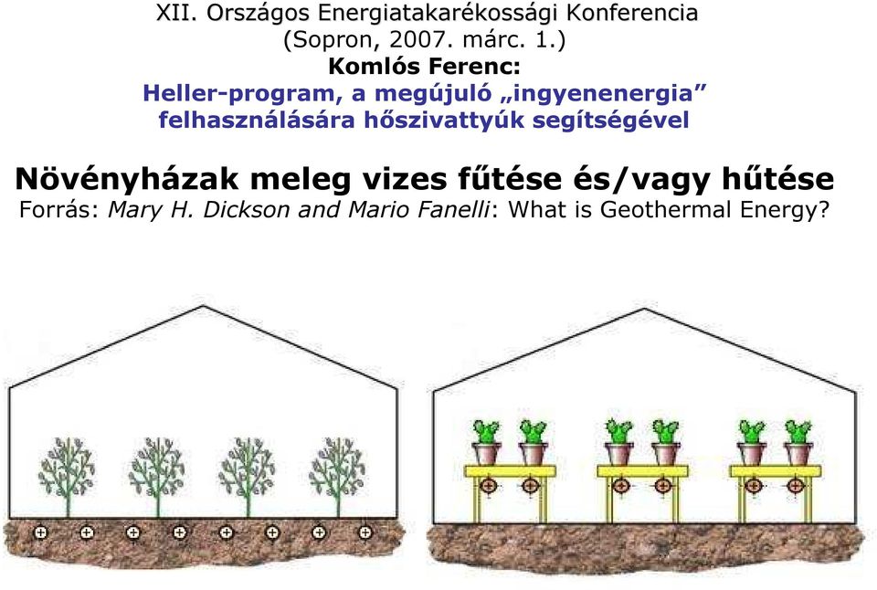 felhasználására hıszivattyúk segítségével Növényházak meleg
