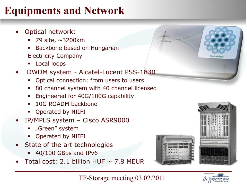 80 channel system with 40 channel licensed! Engineered for 40G/100G capability! 10G ROADM backbone!