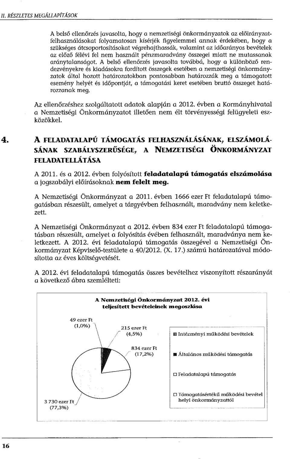 A belső ellenőrzés javasolta továbbá, hogy a különböző rendezvényekre és kiadásokra fordított összegek esetében a nemzetiségi önkormányzatok által hozott határozatokban pontosabban határozzák meg a