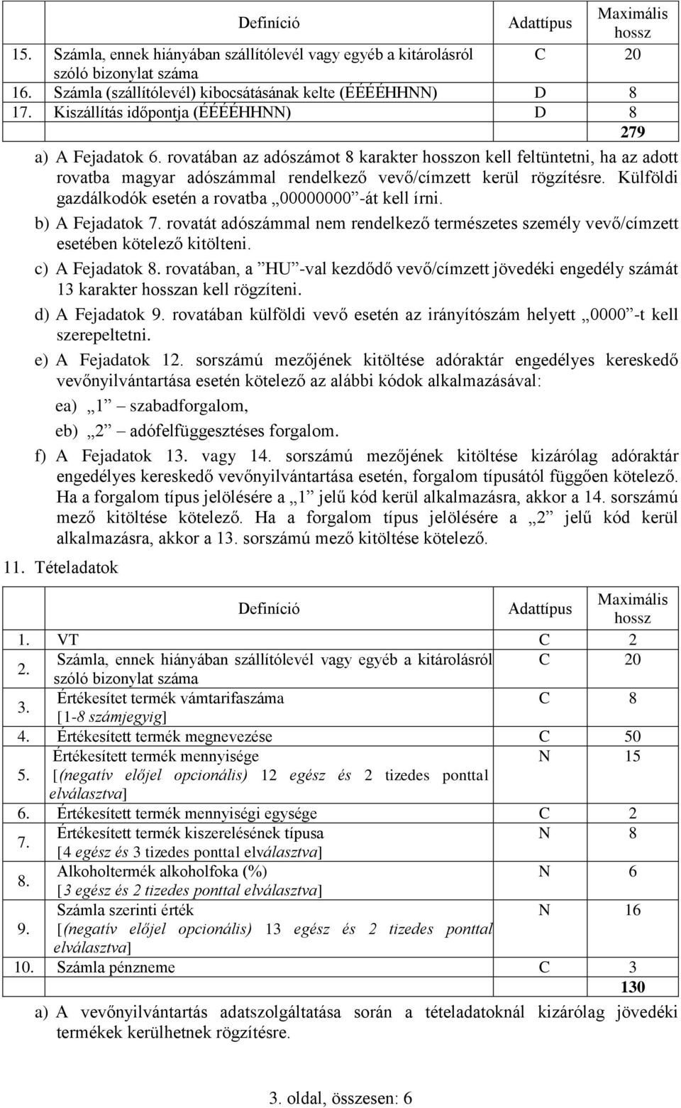 Külföldi gazdálkodók esetén a rovatba 00000000 -át kell írni. b) A Fejadatok 7. rovatát adószámmal nem rendelkező természetes személy vevő/címzett esetében kötelező kitölteni. c) A Fejadatok 8.
