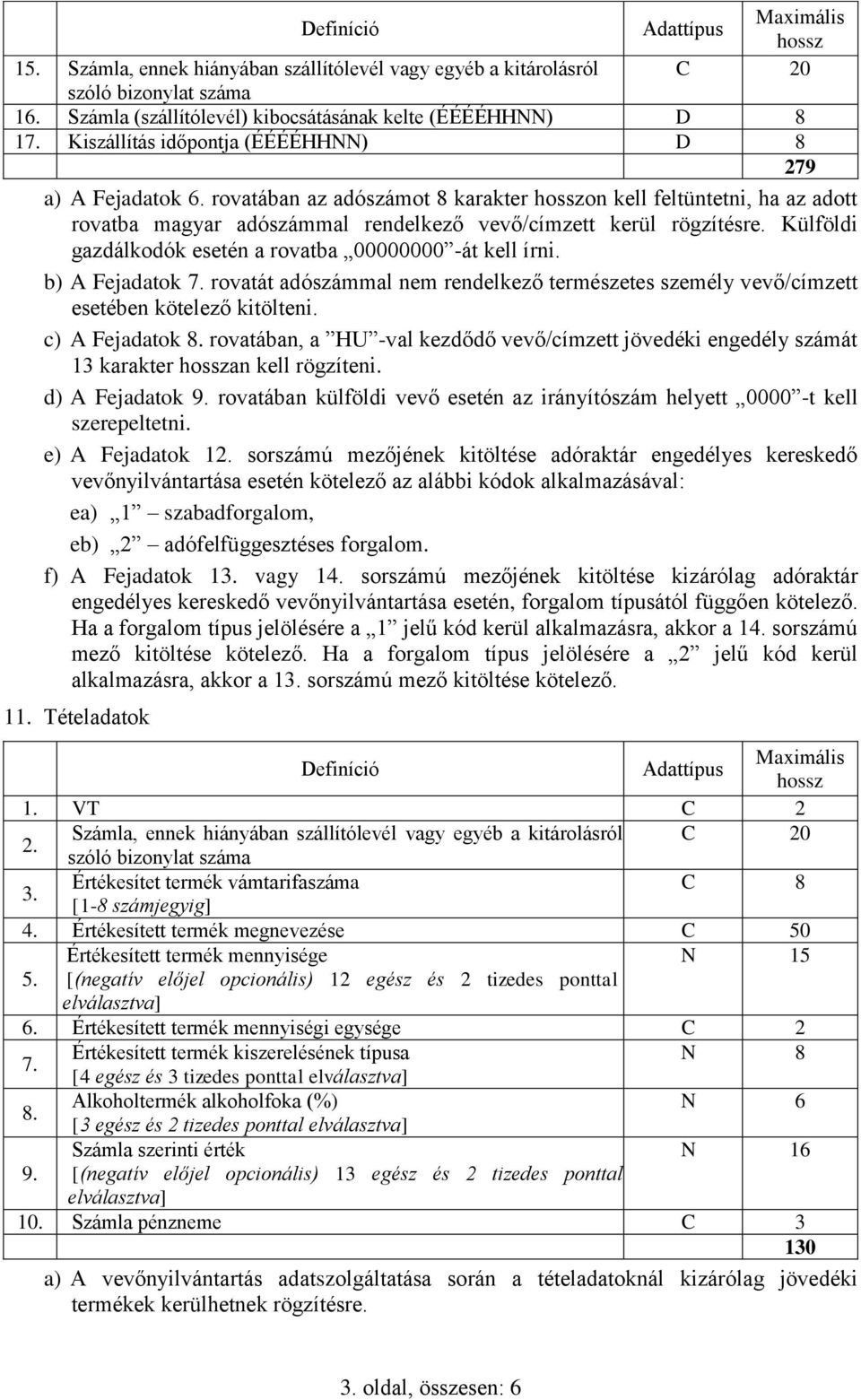 Külföldi gazdálkodók esetén a rovatba 00000000 -át kell írni. b) A Fejadatok 7. rovatát adószámmal nem rendelkező természetes személy vevő/címzett esetében kötelező kitölteni. c) A Fejadatok 8.