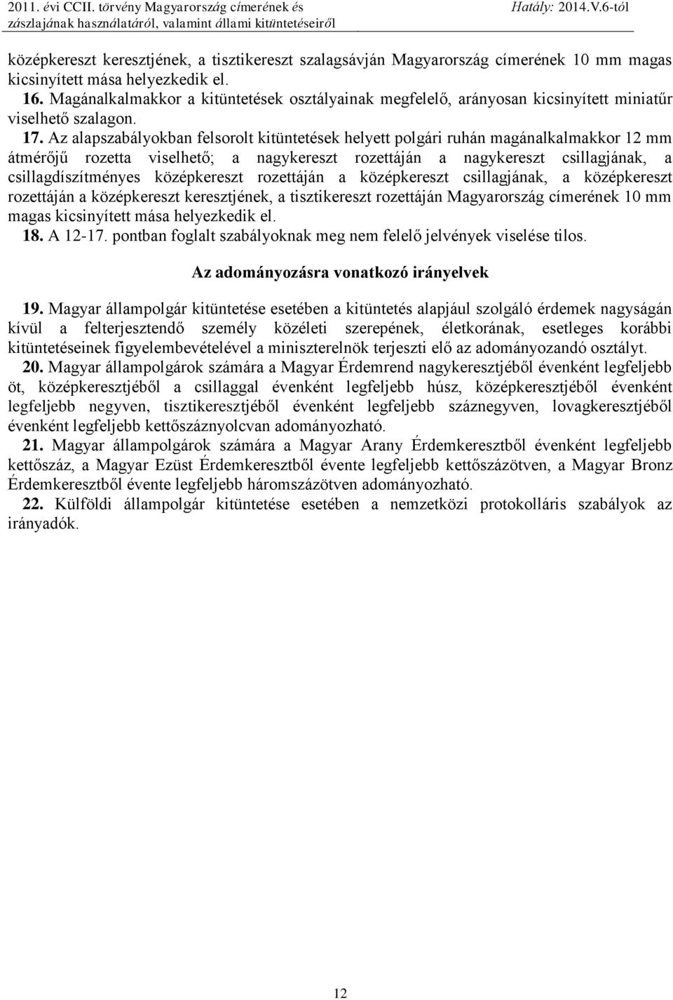 Az alapszabályokban felsorolt kitüntetések helyett polgári ruhán magánalkalmakkor 12 mm átmérőjű rozetta viselhető; a nagykereszt rozettáján a nagykereszt csillagjának, a csillagdíszítményes