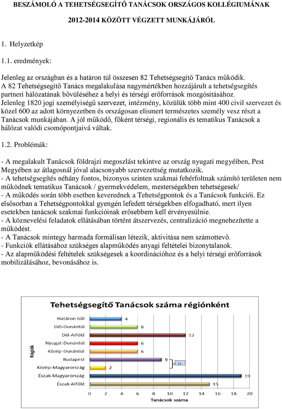 Jelenleg 1820 jogi személyiségű szervezet, intézmény, közülük több mint 400 civil szervezet és közel 600 az adott környezetben és országosan elismert természetes személy vesz részt a Tanácsok