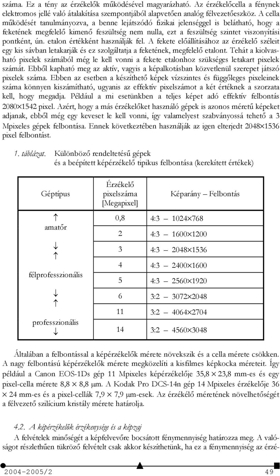 etalon értékként használják fel. A fekete elállításához az érzékel széleit egy kis sávban letakarják és ez szolgáltatja a feketének, megfelel etalont.