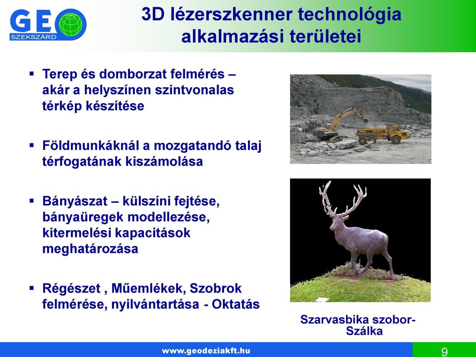 Bányászat külszíni fejtése, bányaüregek modellezése, kitermelési kapacitások meghatározása