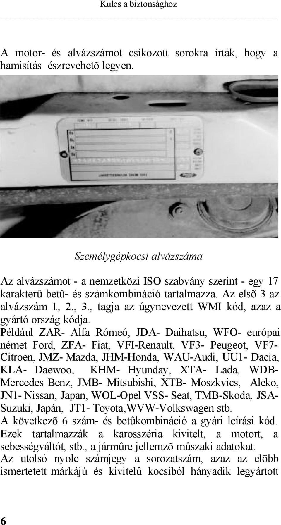, tagja az úgynevezett WMI kód, azaz a gyártó ország kódja.