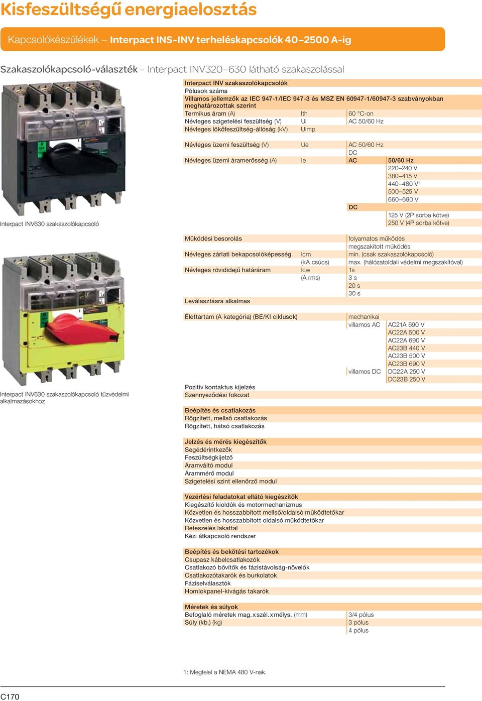 Névleges üzemi feszültség (V) Ue AC 50/60 Hz Névleges üzemi áramerősség (A) Ie AC 50/60 Hz 220 240 V 380 415 V 440 480 V 1 500 525 V 660 690 V 125 V (2P sorba kötve) 250 V (4P sorba kötve) Működési