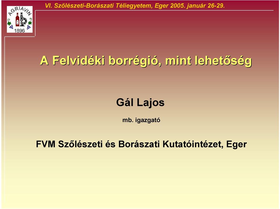 A Felvidéki borrégió, mint lehetőség Gál