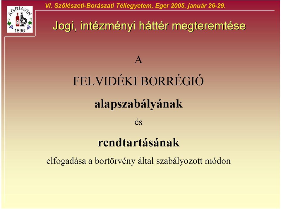 Jogi, intézményi háttér megteremtése A FELVIDÉKI