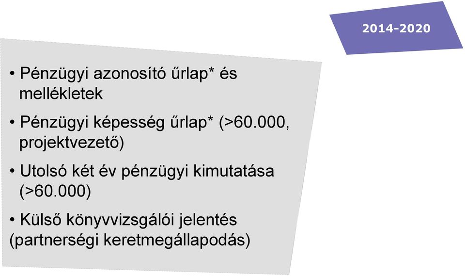 000, projektvezető) Utolsó két év pénzügyi