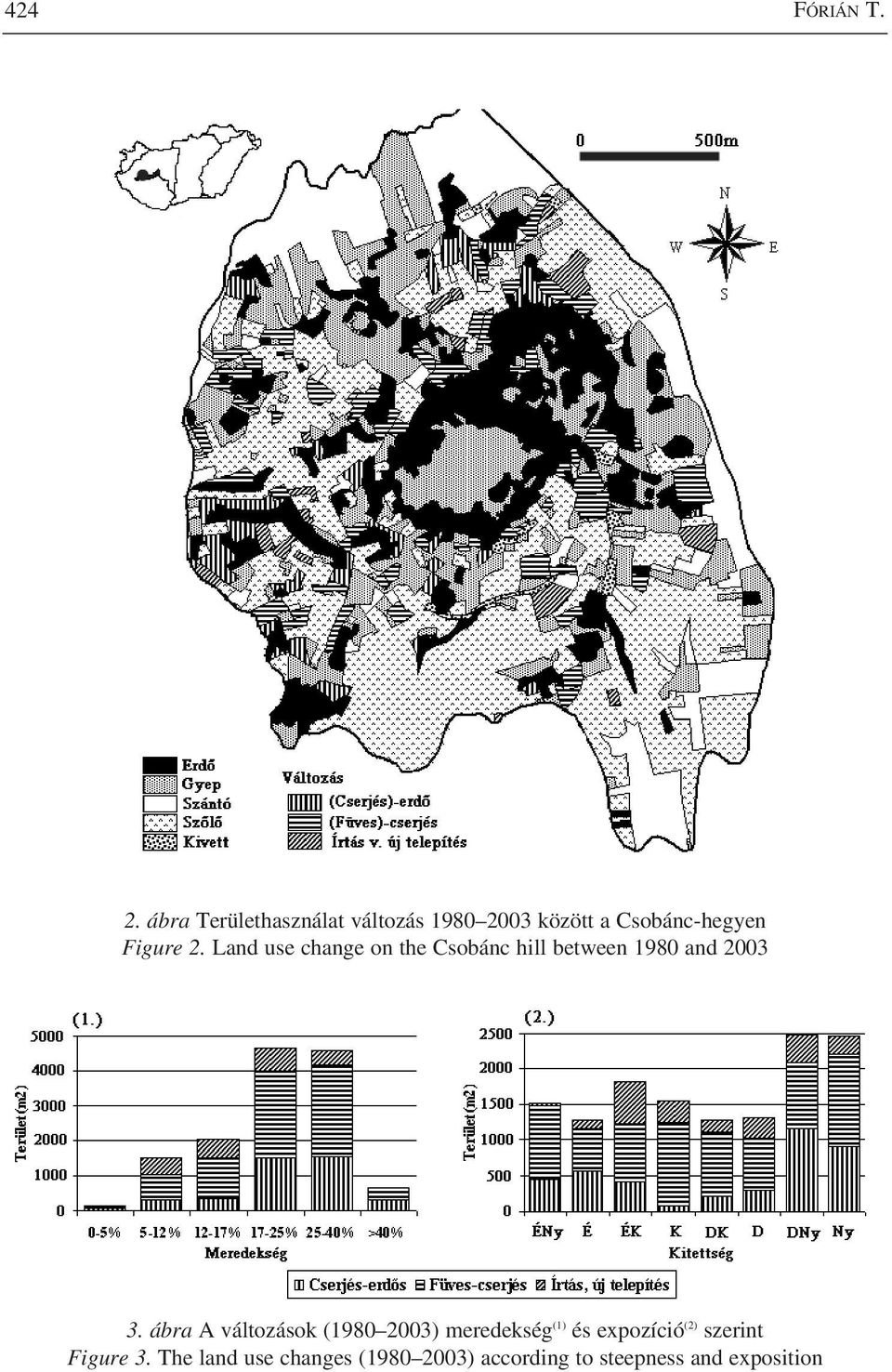 Land use change on the Csobánc hill between 1980 and 2003 3.