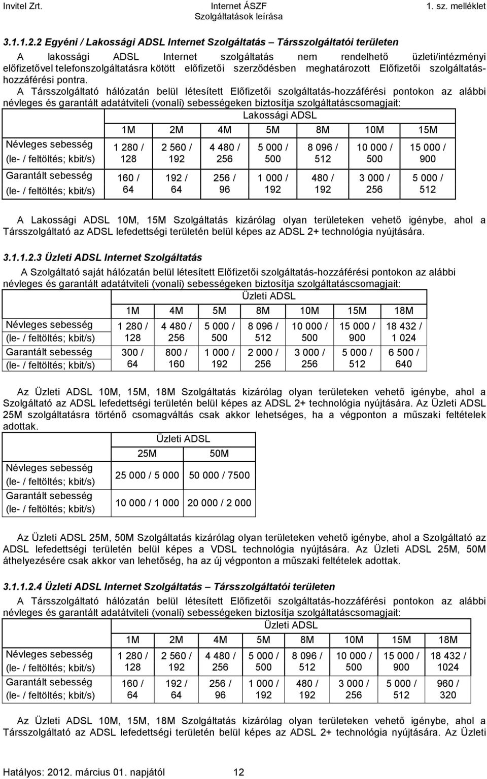 szerződésben meghatározott Előfizetői szolgáltatáshozzáférési pontra.