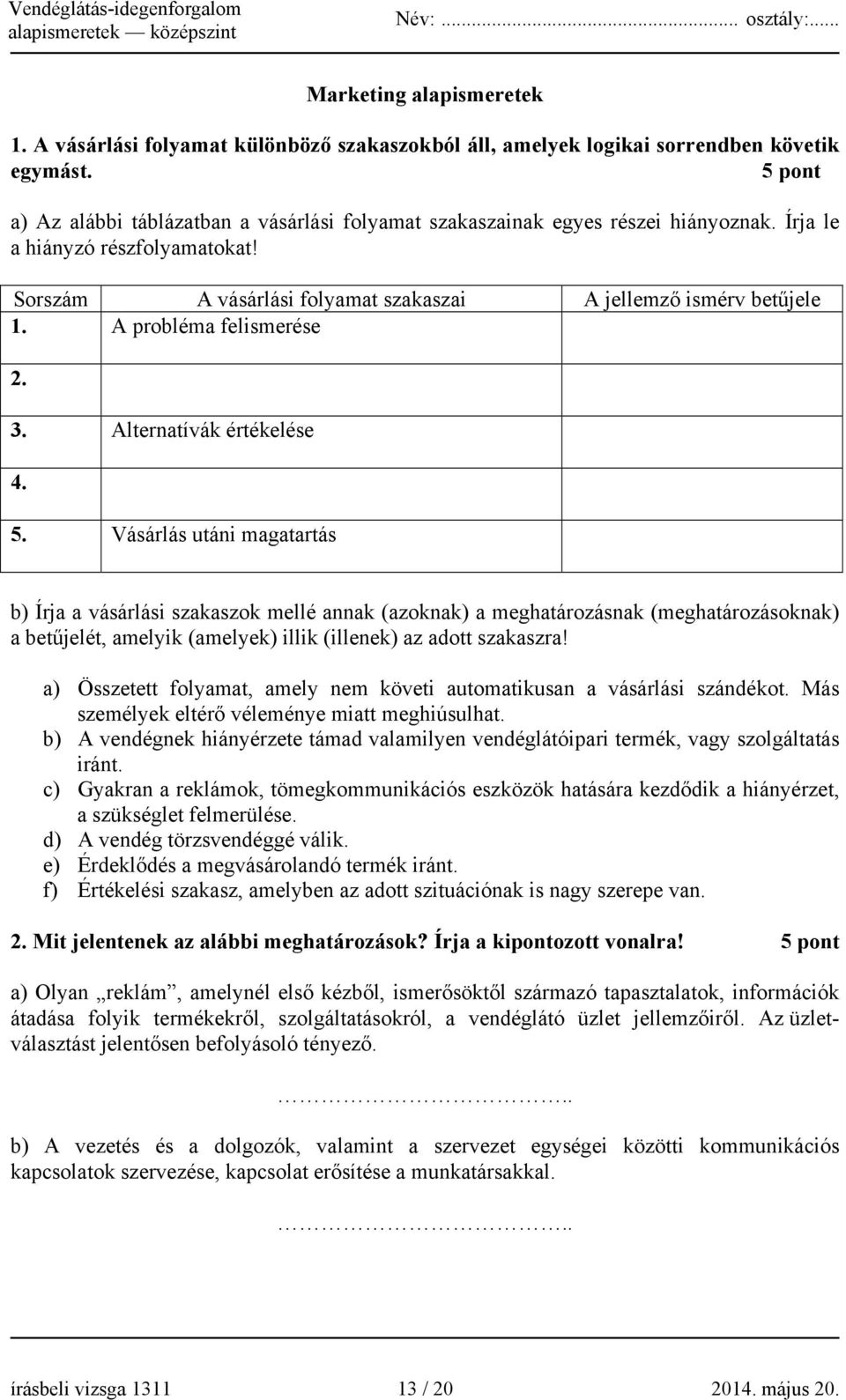 A probléma felismerése 2. 3. Alternatívák értékelése 4. 5.