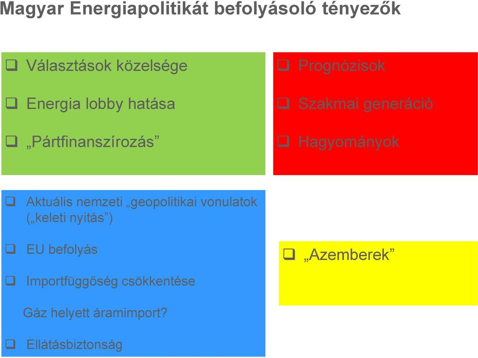 Hagyományok Aktuális nemzeti geopolitikai vonulatok ( keleti nyitás ) EU