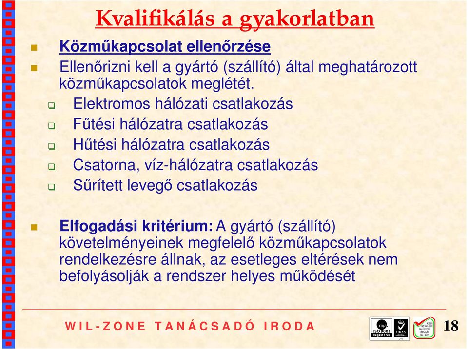 Elektromos hálózati csatlakozás Fűtési hálózatra csatlakozás Hűtési hálózatra csatlakozás Csatorna, víz-hálózatra