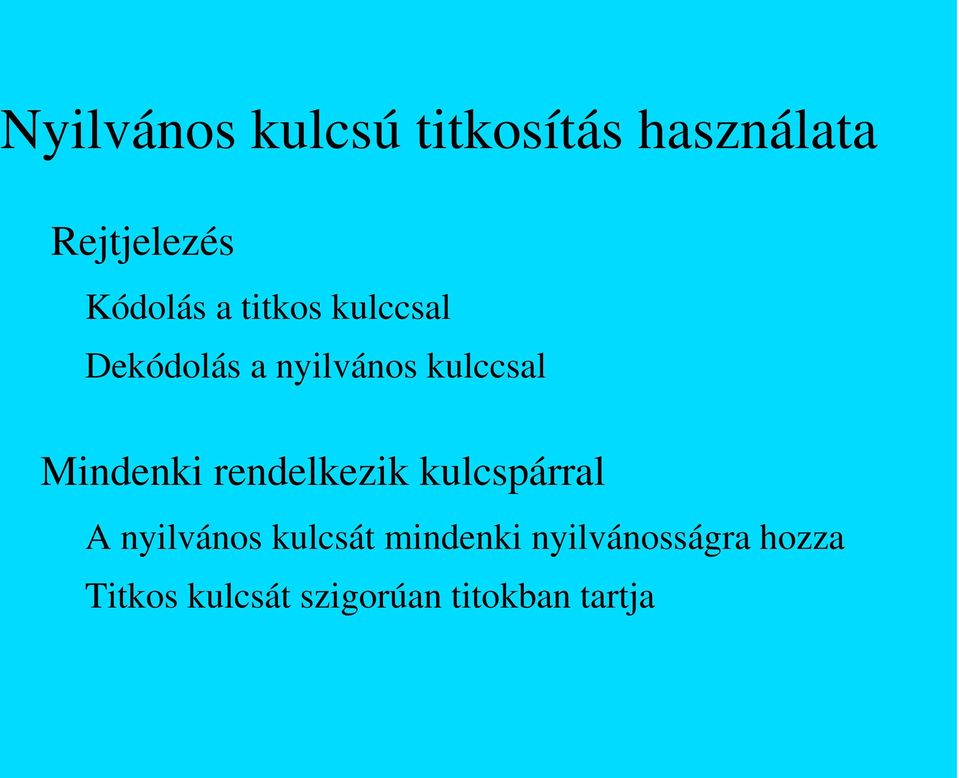 Mindenki rendelkezik kulcspárral A nyilvános kulcsát