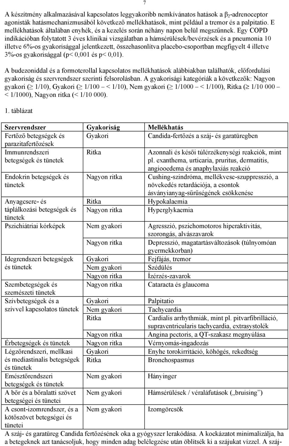 Egy COPD indikációban folytatott 3 éves klinikai vizsgálatban a hámsérülések/bevérzések és a pneumonia 10 illetve 6%-os gyakorisággal jelentkezett, összehasonlítva placebo-csoportban megfigyelt 4