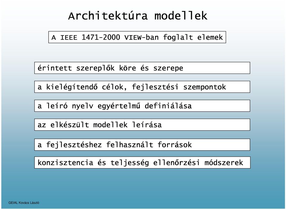 egyértelm rtelmű definiálása az elkész szült modellek leírása a fejlesztéshez