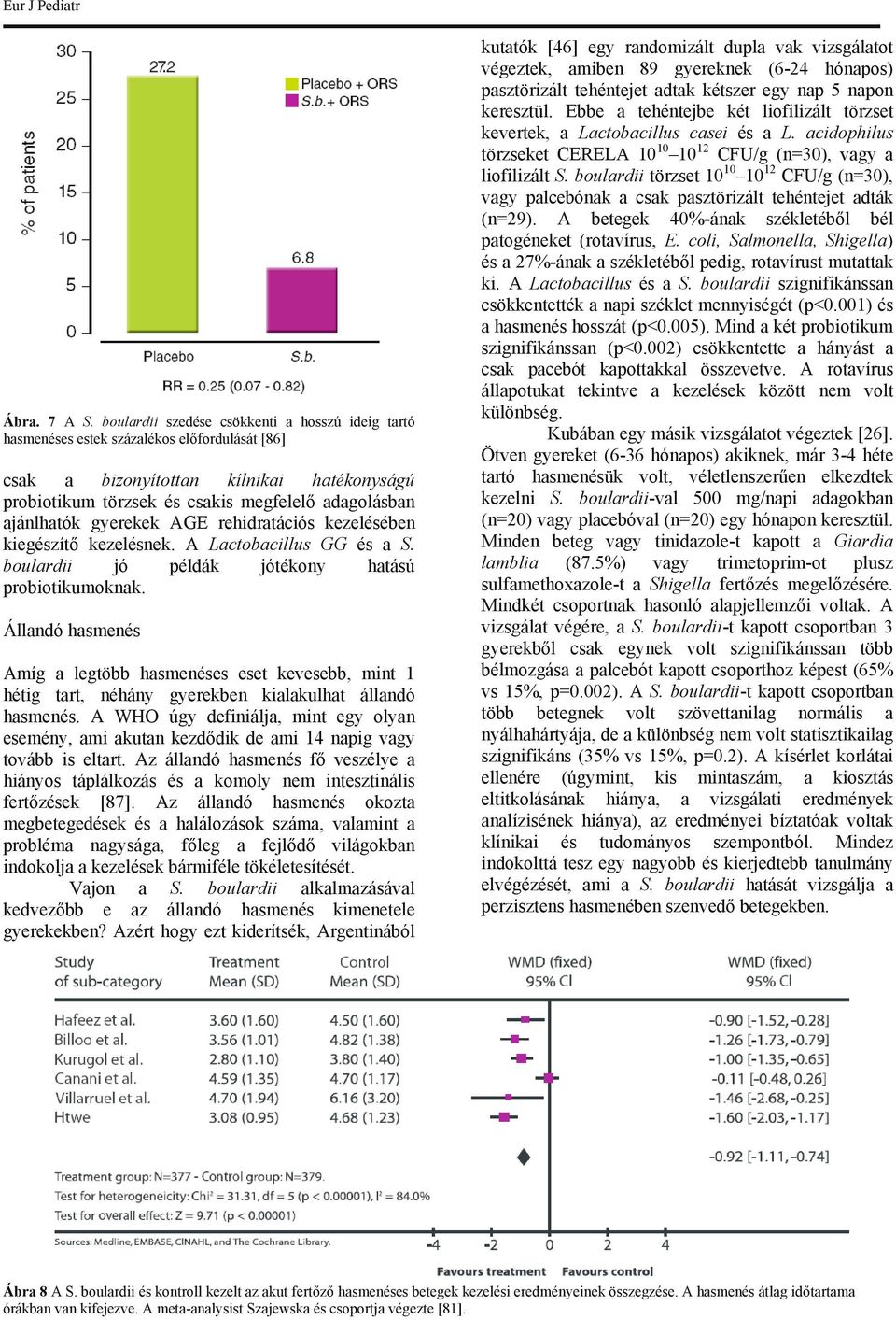 boulardii törzset 10 10 10 12 CFU/g (n=30), vagy palcebónak a csak pasztörizált tehéntejet adták (n=29). A betegek 40%-ának székletéből bél patogéneket (rotavírus, E.