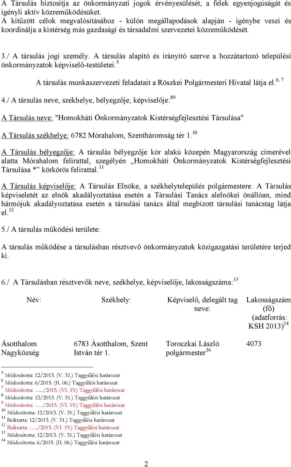 A társulás alapító és irányító szerve a hozzátartozó települési önkormányzatok képviselő-testületei. 5 A társulás munkaszervezeti feladatait a Röszkei Polgármesteri Hivatal látja el. 6, 7 4.