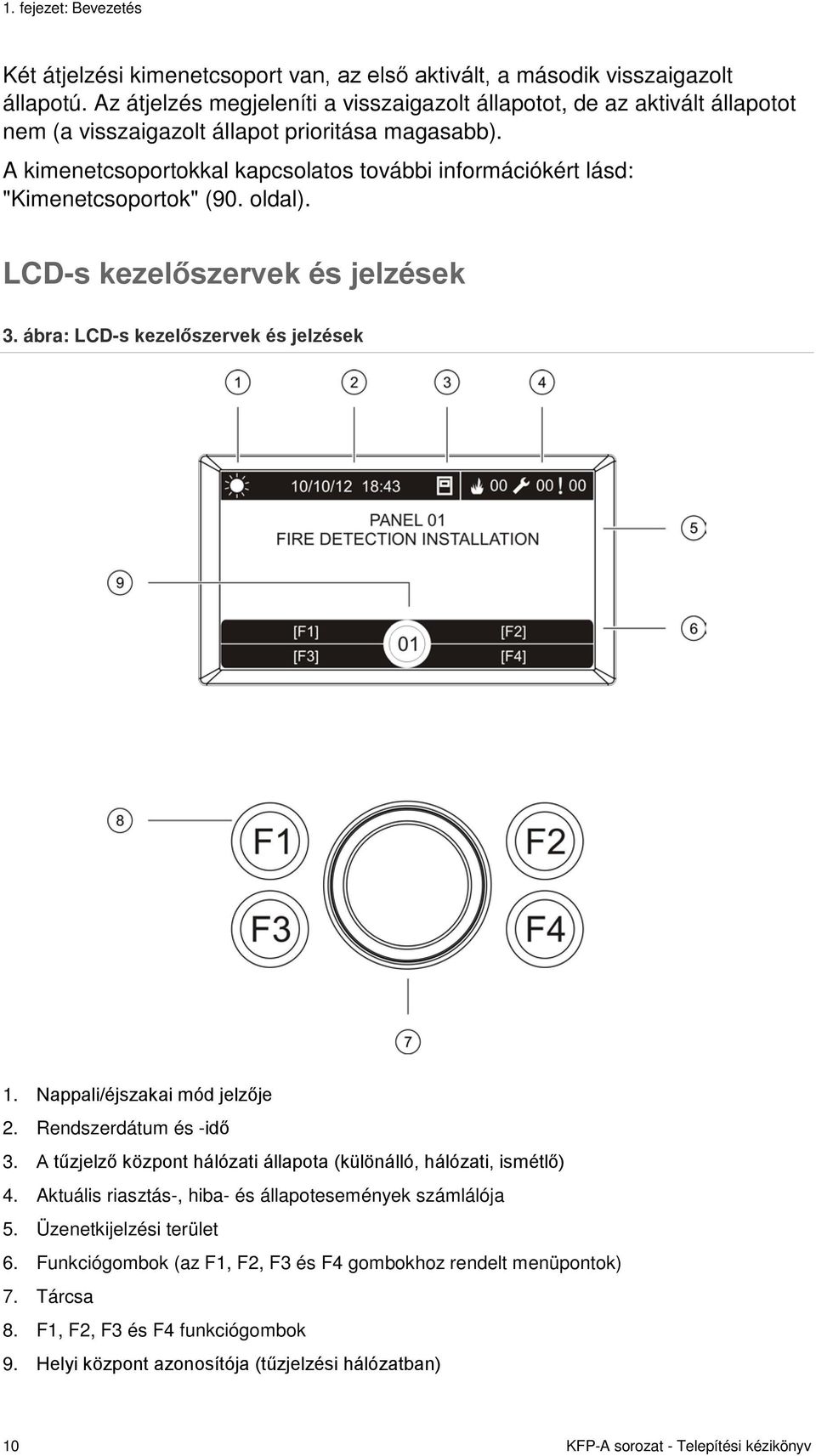 A kimenetcsoportokkal kapcsolatos további információkért lásd: "Kimenetcsoportok" (90. oldal). LCD-s kezelőszervek és jelzések 3. ábra: LCD-s kezelőszervek és jelzések 1.