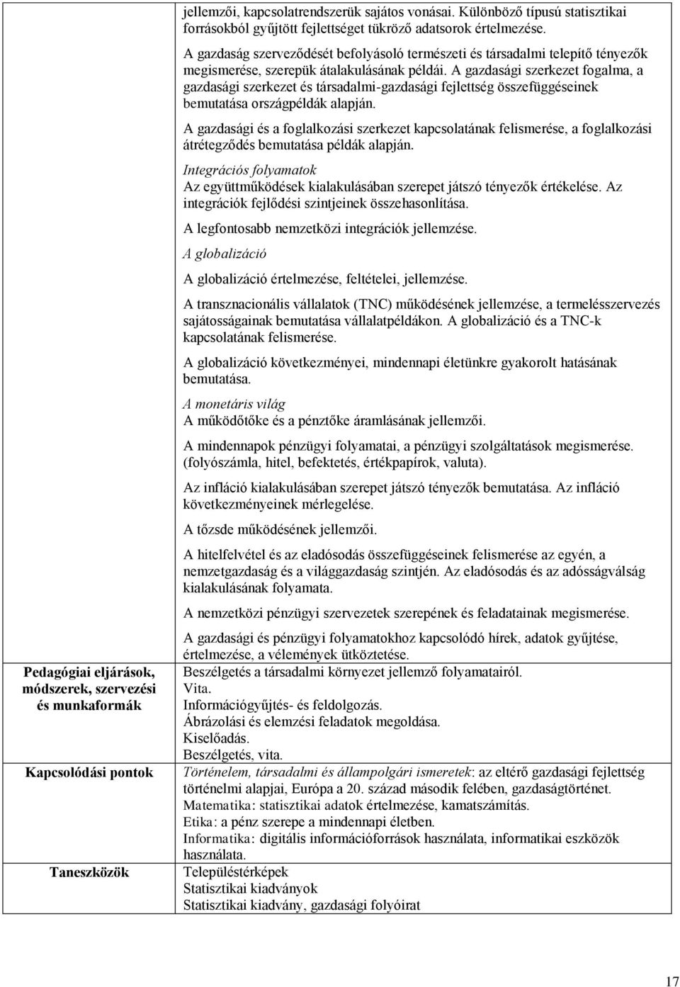 A gazdaság szerveződését befolyásoló természeti és társadalmi telepítő tényezők megismerése, szerepük átalakulásának példái.