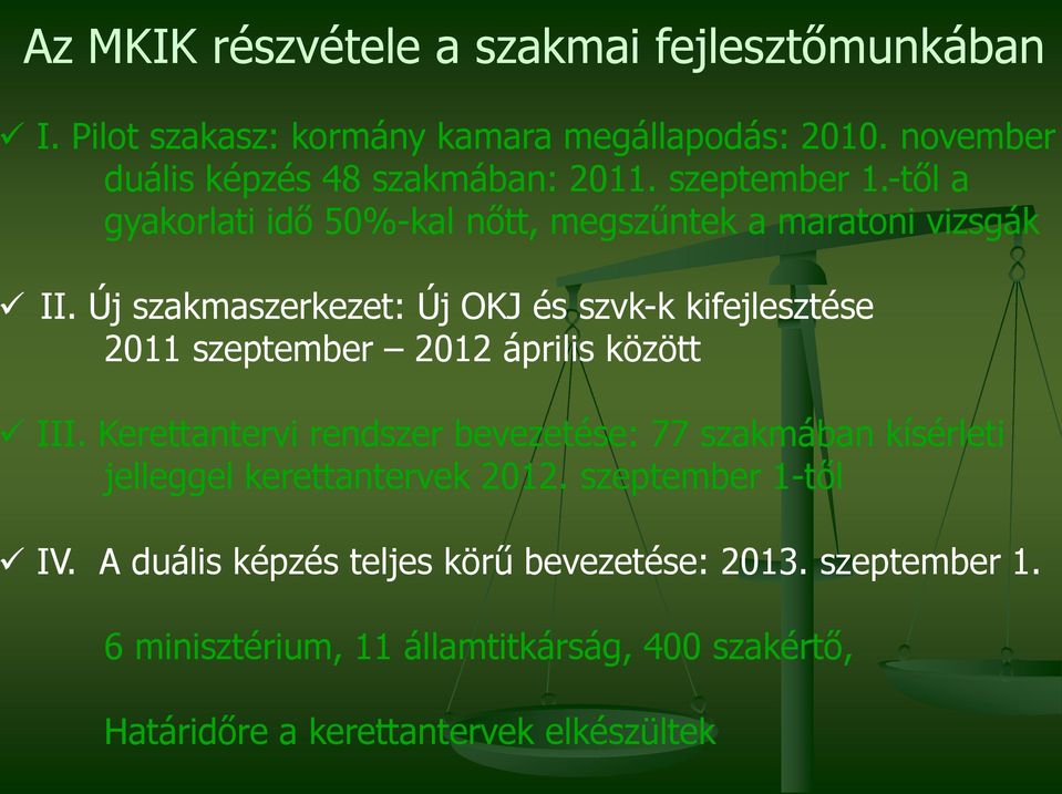Új szakmaszerkezet: Új OKJ és szvk-k kifejlesztése 2011 szeptember 2012 április között III.