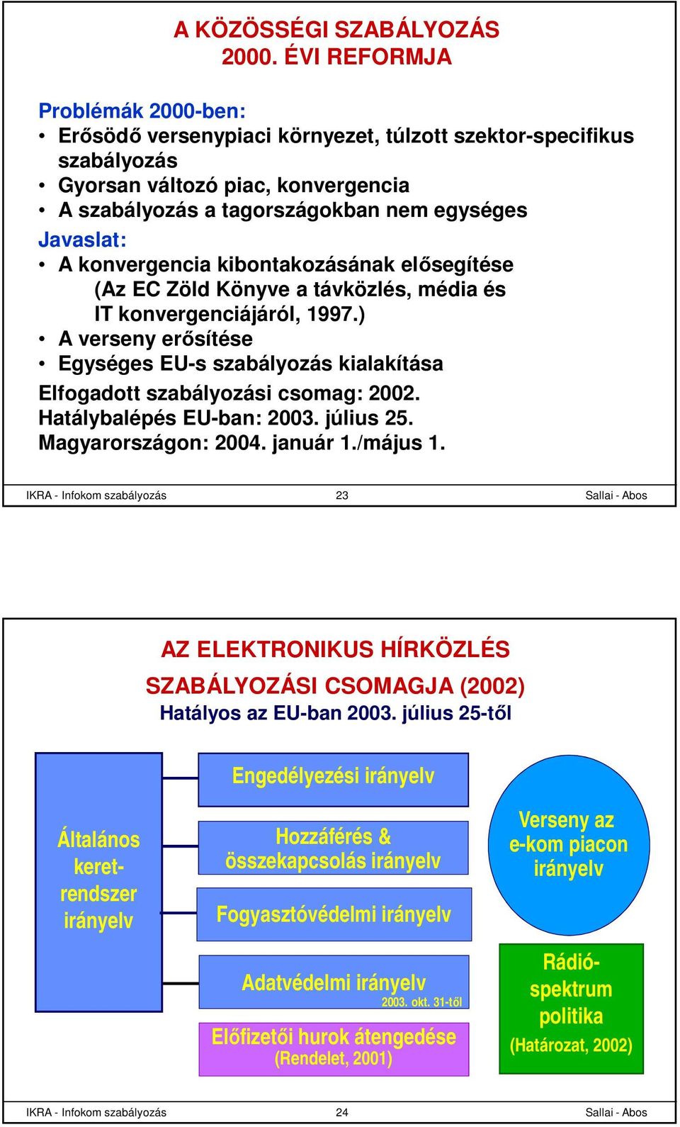 konvergencia kibontakozásának elősegítése (Az EC Zöld Könyve a távközlés, média és IT konvergenciájáról, 1997.