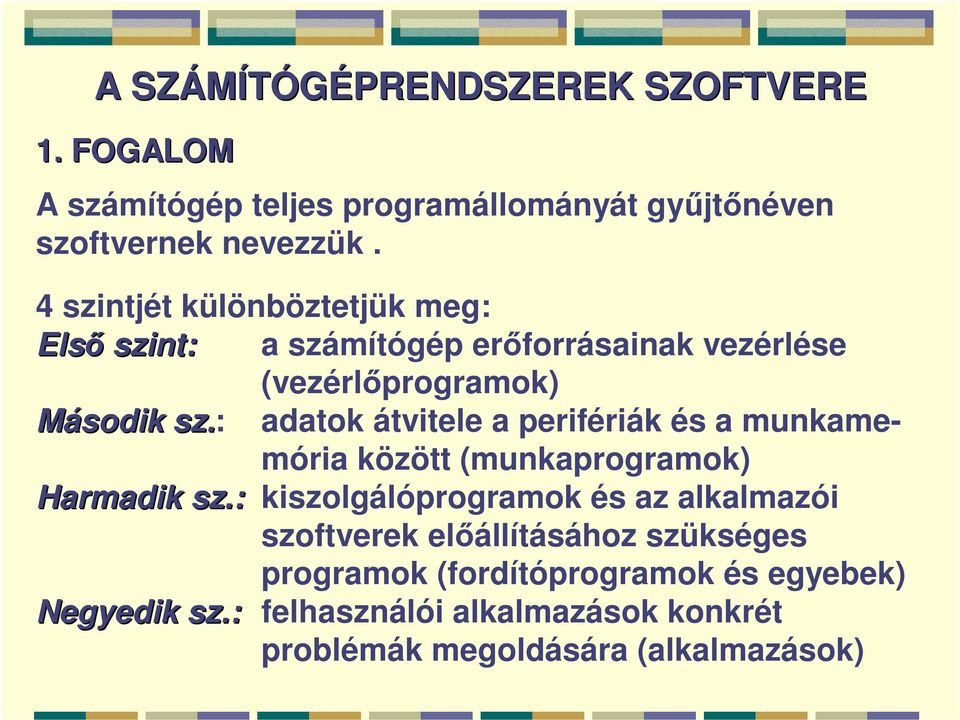: adatok átvitele a perifériák és a munkamemória között (munkaprogramok) Harmadik sz.