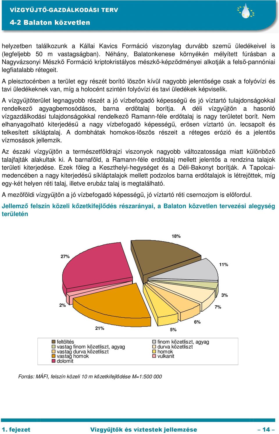 A pleisztocénben a terület egy részét borító löszön kívül nagyobb jelentısége csak a folyóvízi és tavi üledékeknek van, míg a holocént szintén folyóvízi és tavi üledékek képviselik.